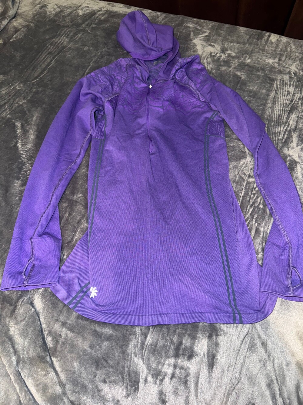 Athleta Large Purple Nylon Polyester Spandex Hoodie Zip-Up